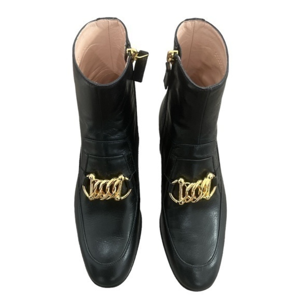 Gucci Black Leather Horsebit Chain Kitten Ankle Boots
Size 37 NWT